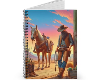 Cowboy Spiral Notebook - Ruled Lines, Western Journal, Horse Lover's Stationery, Gift for Writers, Cowboy Decor, Cowgirl or Cowboy Gifts