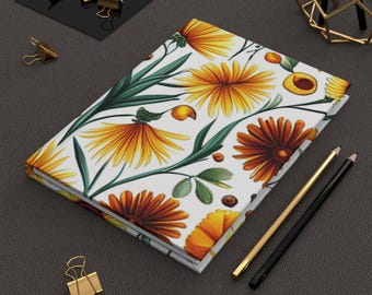 Floral Journal Hardcover Journal Matte | Floral Notebook, Botanical Journal
