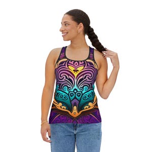 Hawaiian Tank Top for Women, Floral Summer Sleeveless Shirt, Vacation Beachwear, Luau Party Outfit, Tropical Aloha Sleeveless Tee