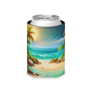 Stranddosenkühler, tropisches Paradiesdosenkühler, Inseldosenkühler, Strandpartydosenkühler, Urlaubsdosenkühler, Meeresliebhaberkühler