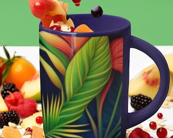 Hawaiian Floral Mug, Tropical Flower Coffee Cup, Beach Theme Drinkware, Exotic Floral Tea Mug, Vacation Souvenir Kitchen Decor, Summer Vibes