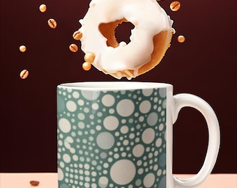 Trendy Ceramic Mug with Abstract Dots, Coffee Cup, Tea Mug, Birthday Gift, Home Decor, Modern Kitchenware