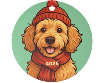 Goldendoodle Dog 2026 Metal Ornament | Round Holiday Pet Keepsake