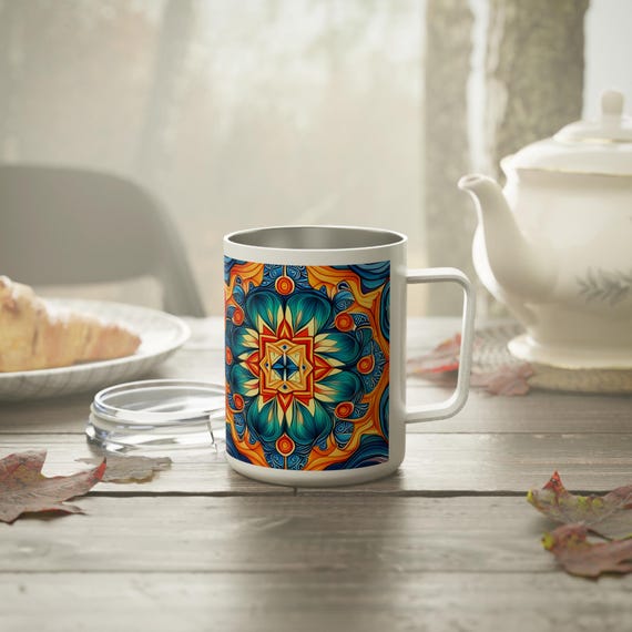 Native Insulated Coffee Mug, 10oz - Travel Cup, Southwest Design, Traveler  Gift, Tribal Travel Mug, Boho Coffee Tumbler, Gift for Holidays