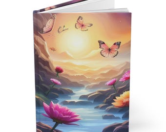 Butterfly Journal Hardcover Matte | Floral Butterfly Notebook