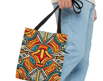 African Tote Bag - Ethnic Market Bag, African Print Grocery Tote, Eco-Friendly Shopping Bag, Tribal Shoulder Bag, Colorful Canvas Bag