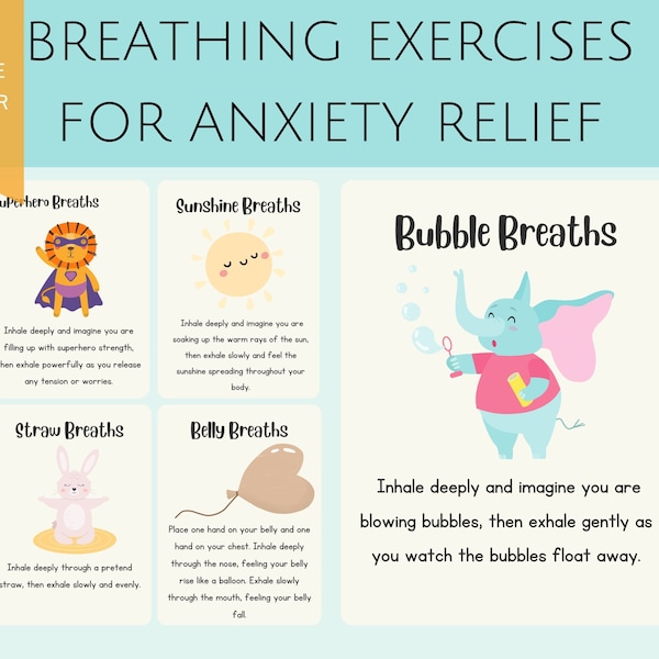 26 Breathing exercises cards for anxiety relief, Printable cards for children, Mental Health, Childcare activities, Growth mindset