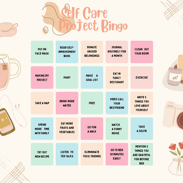 Self Care Bingo cards, Printable, Mental Health, Mindfulness, Wellness, Self Love, Self Care Activities, Therapy Games, Instant Download