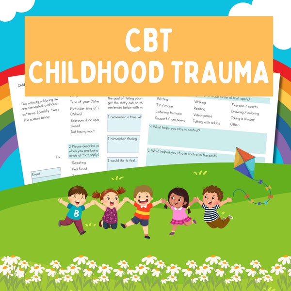 Kindheitstrauma, druckbare CBT-Arbeitsblätter für Kinder und Jugendliche, psychische Gesundheit, kognitive Fähigkeiten, Selbstfürsorge, Ressourcen für Lehrer