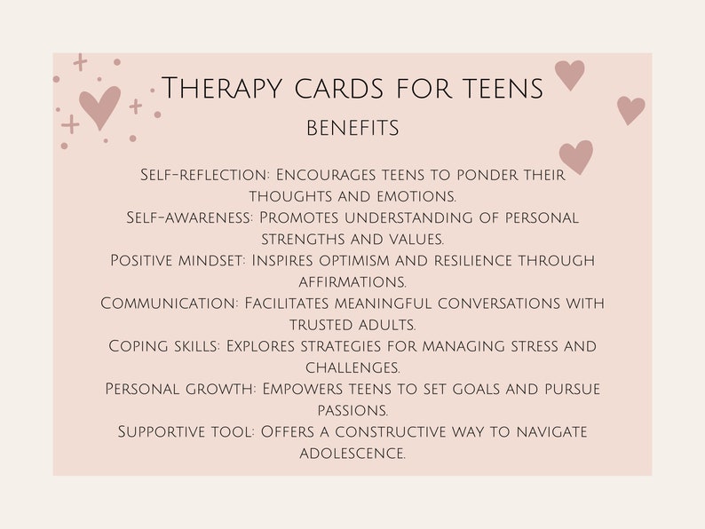 60 Printable Therapy Cards for Teens, Conversation Cards, Growth ...