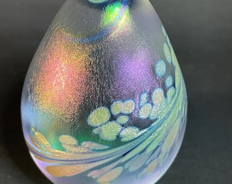 Pisapapeles de vidrio artístico vintage Maytum Studios de 1988 de Rudi C. firmado y numerado