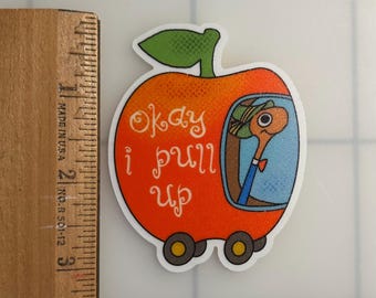 apple car lowly worm vinyl sticker