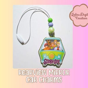 Myster Van Crew Car rear View Mirror Charm-Car Accessory Hanger with Beads-Car Ornament-Acrylic Glitter Resin Car Charm-Car Minder