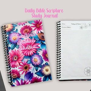 Diario de Escritura Biblica Diaria Flores-Estudio de Fe Personal-Reflexion Biblica Diaria-Bible Scripture book-Escrituras Biblicas-Spanish