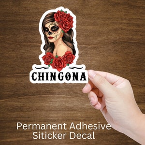 Chingona Girl Floral Vinyl Sticker Decal-Laptop Decal Sticker-Tumbler Cup Decal Sticker-Waterproof Sticker-Permanent Adhesive Sticker