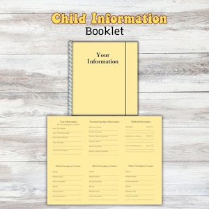 Child Emergency Information Booklet-Safety Contact Info for Kids-Know Your Info-Backup for Lost Phone or Emergencies-