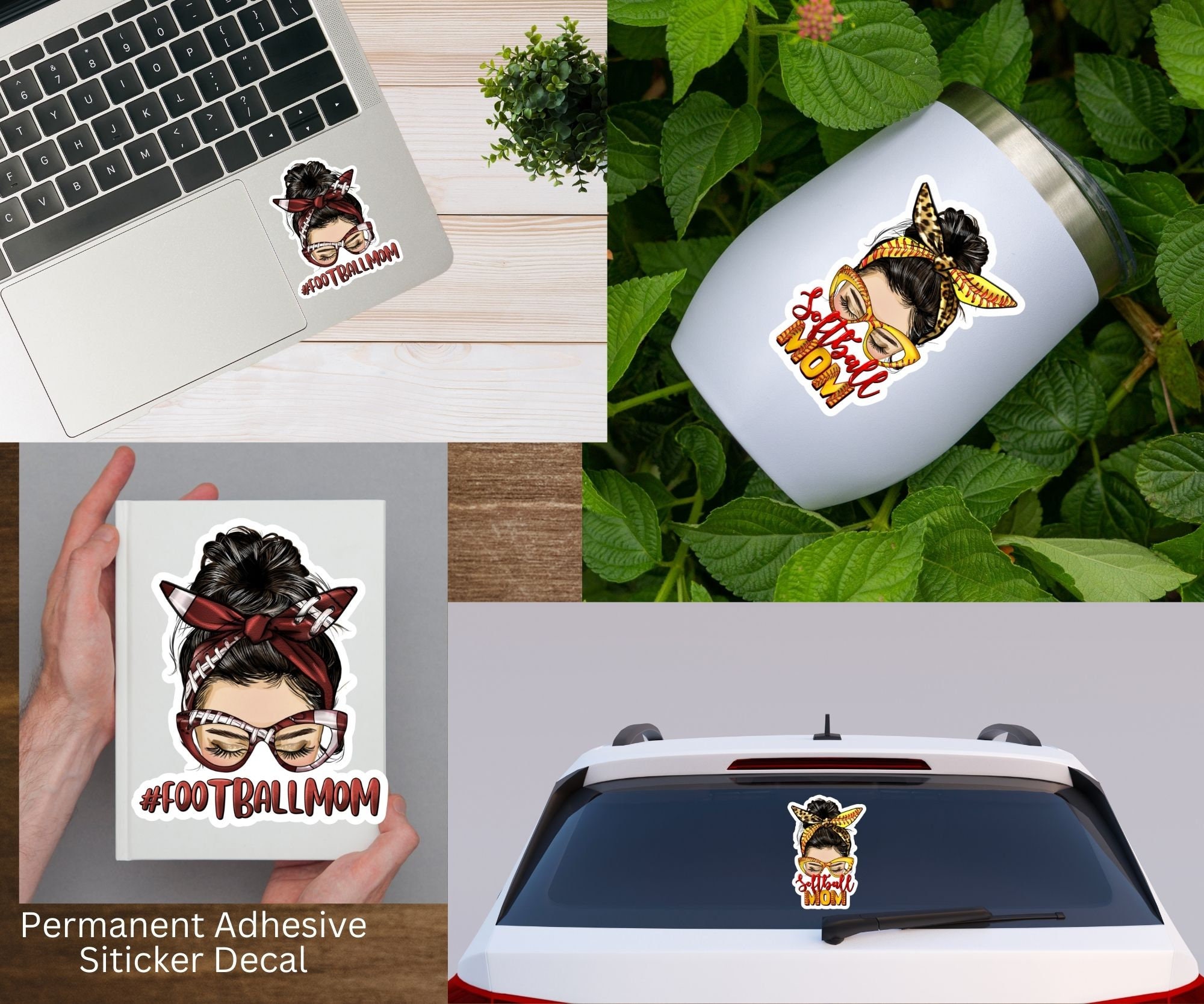 Sports Messy Mom Bun Vinyl Sticker Decal-laptop Decal Sticker-tumbler ...