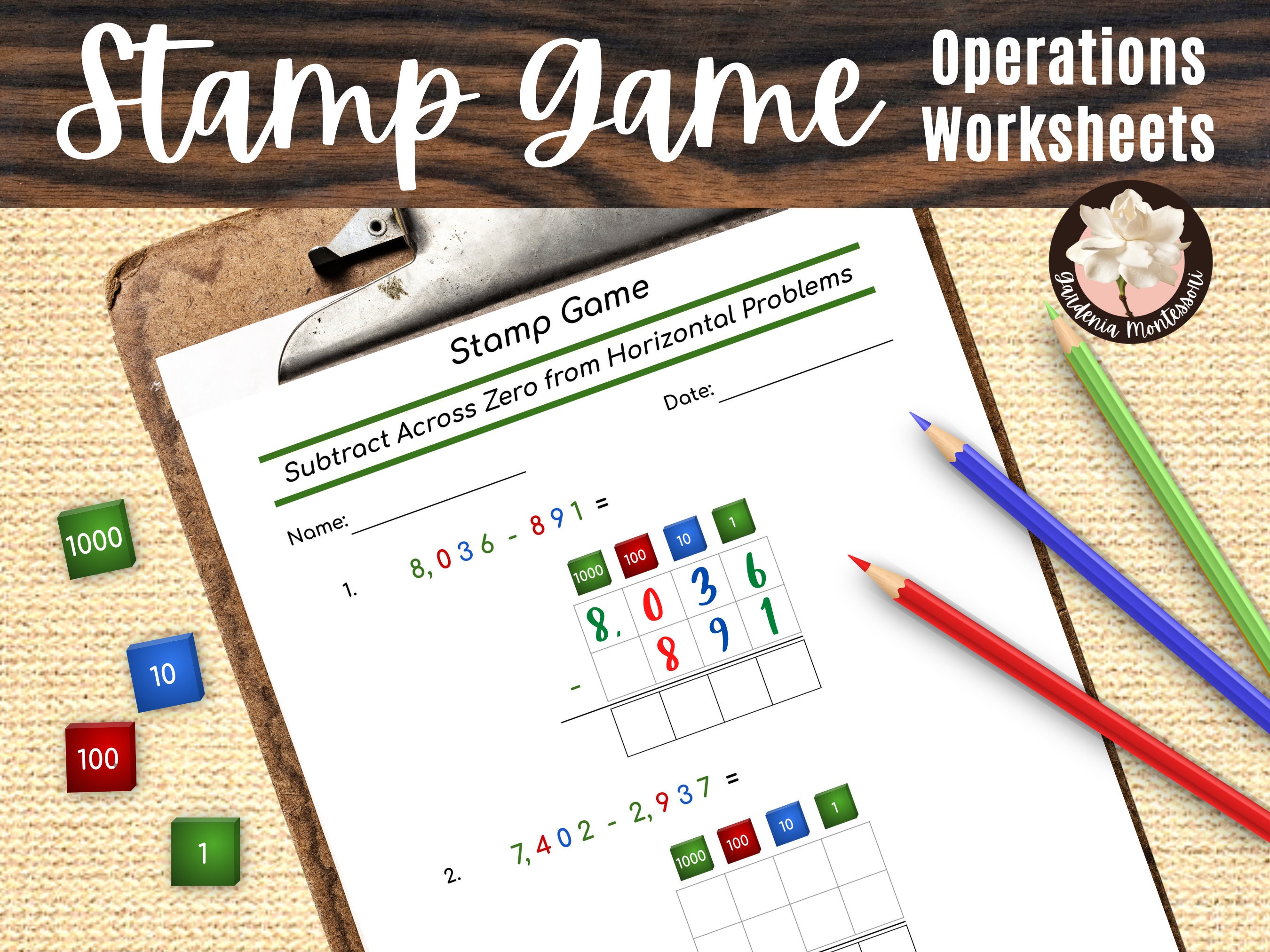 Montessori Stamp Game Worksheets With Printable Stamp Game - Etsy