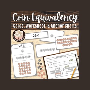 Equivalent Coin Exchange Sorting Cards, Anchor Charts, Counting Money Worksheet - Elementary Montessori Math Printables
