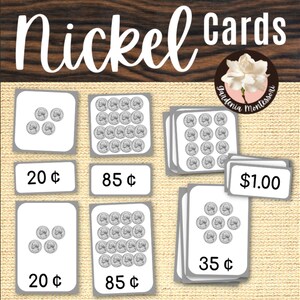 Tarjetas para contar monedas de cinco centavos: materiales de matemáticas imprimibles para estudiantes de primaria que aprenden habilidades con el dinero