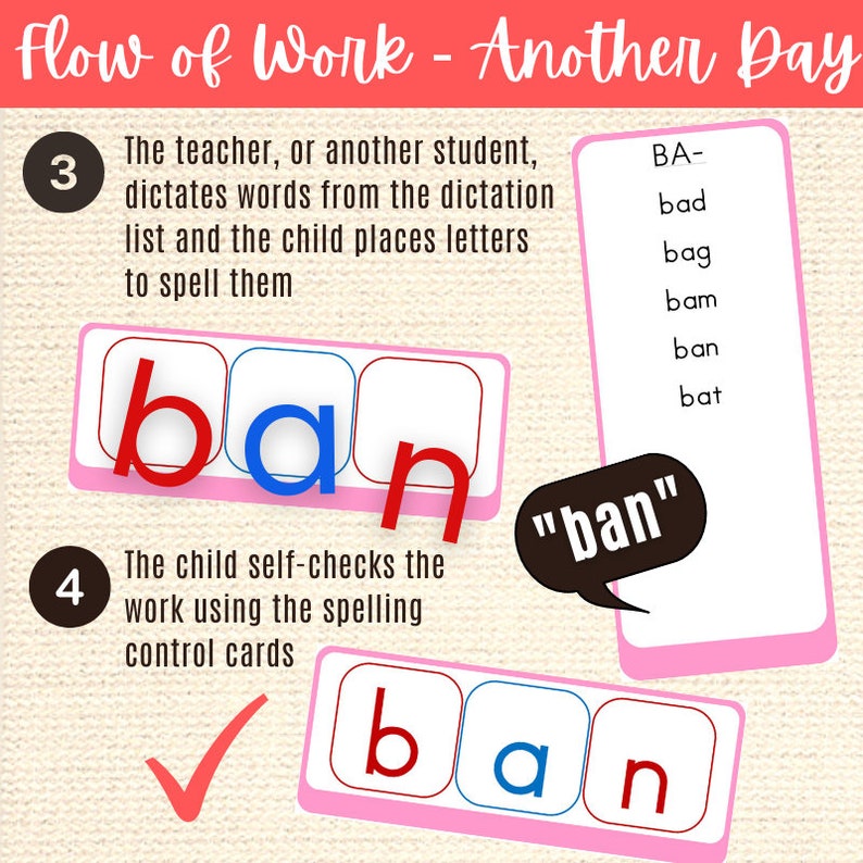 CVC Words Montessori Elementary Moveable Alphabet Printables: Pink ...
