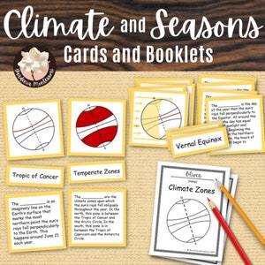 Earth Science Vocabulary Cards: Climate Zones, Solstice & Equinox - Montessori Elementary Materials