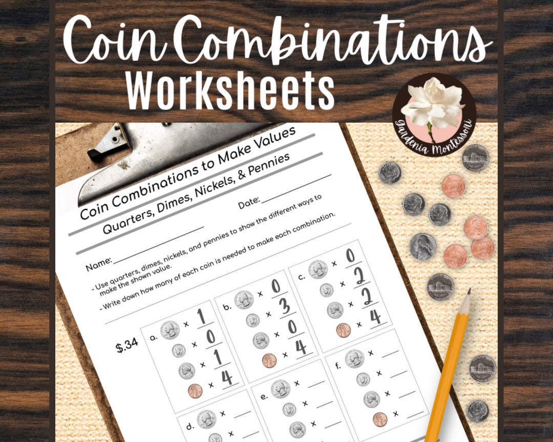 Montessori Elementary Coin Combos Learning Money Math Worksheets ...