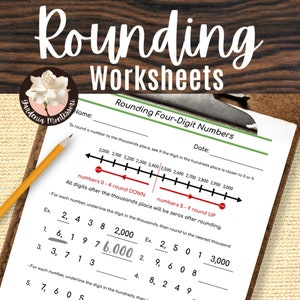 Rounding Practice Montessori Worksheets Round Numbers Montessori Materials Math Worksheets Montessori Elementary Montessori Math Printables