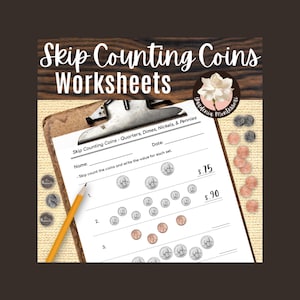 Feuilles d'exercices pour enfants - Comptage des pièces d'argent - Imprimables mathématiques Montessori pour l'élémentaire pour compter comme des pièces Pennies Nickels Dimes Quarters