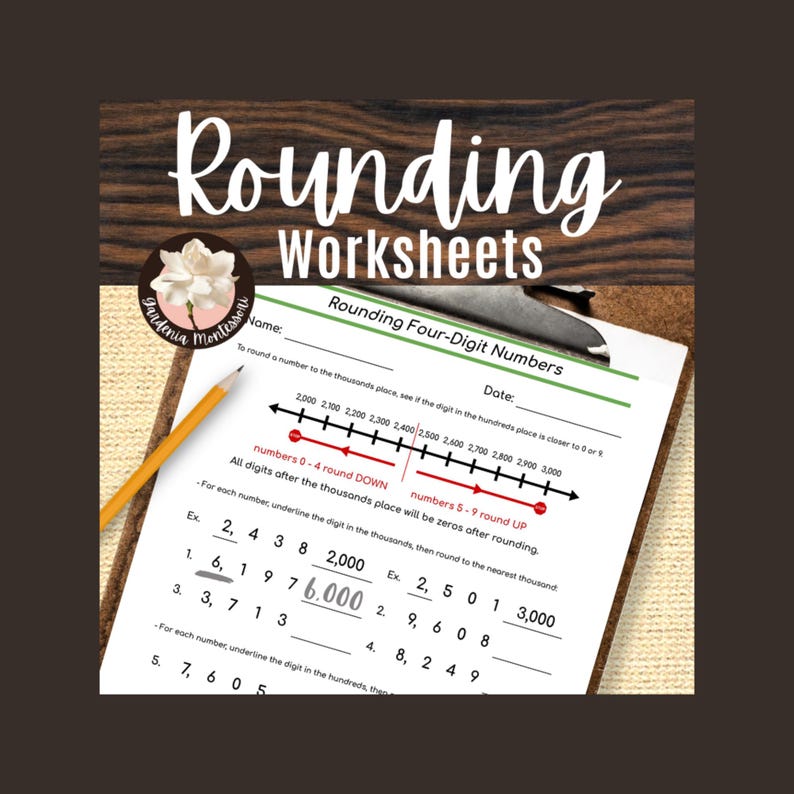 Montessori Rounding Practice Worksheets: Elementary Math Printables for ...