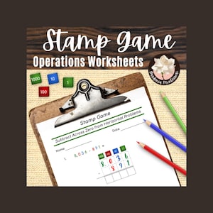 Montessori Math Stamp Game Printable: Elementary Math Operations Worksheets & Manipulatives Addition, Subtraction, Multiplication, Division