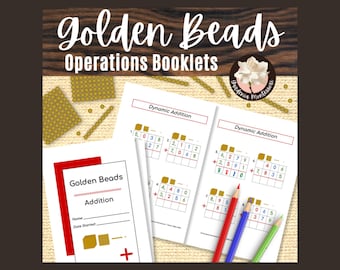 Opuscoli di operazioni matematiche Montessori Golden Beads: blocchi base elementari da 10 materiali stampabili