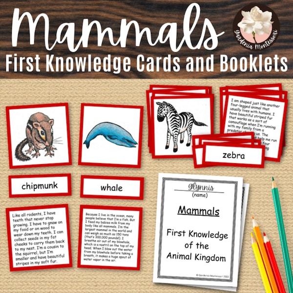 Montessori Mammals Printables - Mammal Cards Printable Booklet Montessori Elementary Animal Kingdom - Montessori Science Teaching Printables