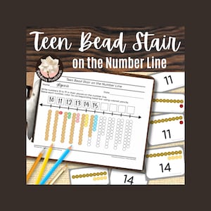 Montessori-kaarten voor tienerkralen voor trapnummers: werkbladen elementaire wiskunde voor materiaal voor kleuter- en thuisonderwijs