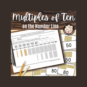 Karty i arkusze z osiami liczbowymi Montessori Golden Beads do matematyki na poziomie podstawowym: liczenie przeskokowe wielokrotności od 10 do 100