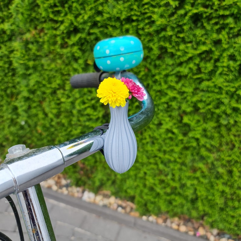 Fahrradvase , Fahrrad Accessoire V2, Mini Vase, Fahrrad Lenker Vase, Geschenk für Fahrradfahrer, Fahrradzubehör, Fahrrad Blumenvase Silber