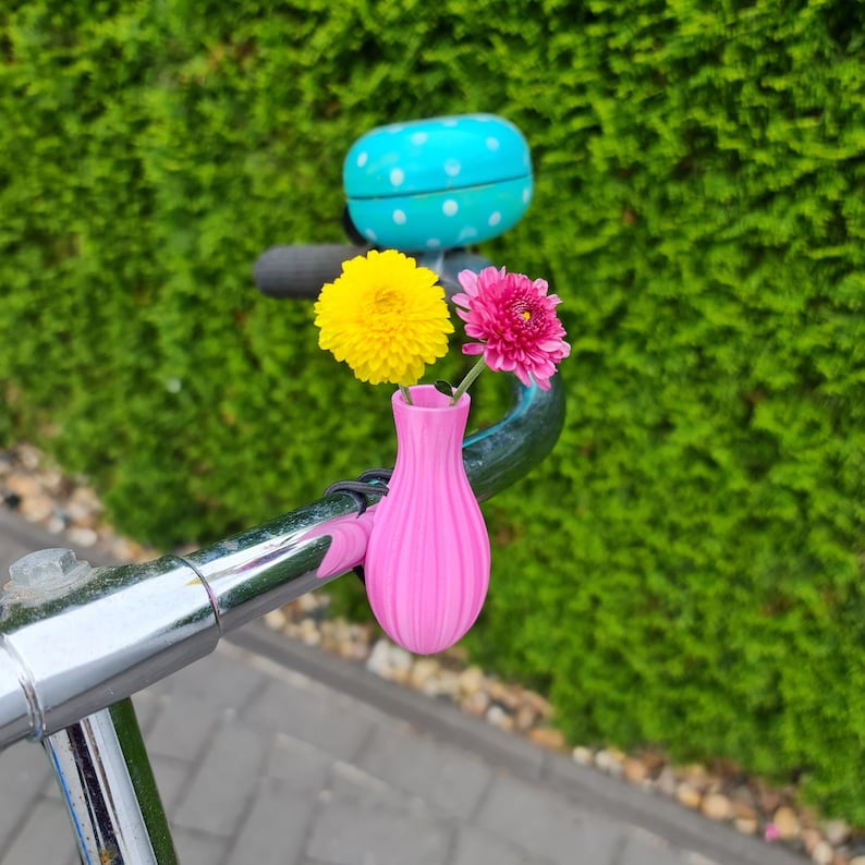 Fahrradvase , Fahrrad Accessoire V2, Mini Vase, Fahrrad Lenker Vase, Geschenk für Fahrradfahrer, Fahrradzubehör, Fahrrad Blumenvase Pink