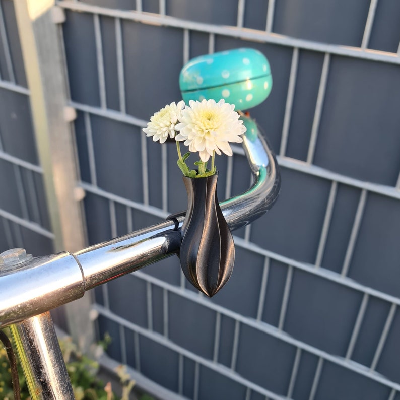 Fahrradvase , Fahrrad Accessoire V3, Mini Vase, Fahrrad Lenker Vase, Geschenk für Fahrradfahrer, Fahrradzubehör, Fahrrad Blumenvase Schwarz