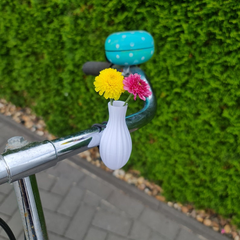 Fahrradvase , Fahrrad Accessoire V2, Mini Vase, Fahrrad Lenker Vase, Geschenk für Fahrradfahrer, Fahrradzubehör, Fahrrad Blumenvase Weiß