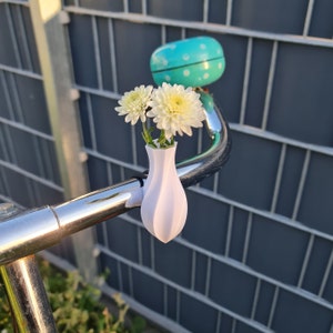 Fahrradvase , Fahrrad Accessoire V3, Mini Vase, Fahrrad Lenker Vase, Geschenk für Fahrradfahrer, Fahrradzubehör, Fahrrad Blumenvase Weiß