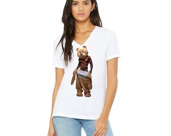 La camiseta Vneck de mujer sexy Box Bear