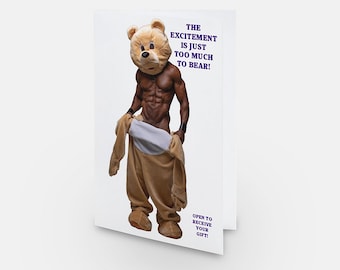Foto erótica para adultos de un pene grande / Tarjeta de cumpleaños con forma de oso sexy