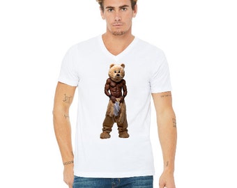The Box Bear camiseta con cuello en V para hombre