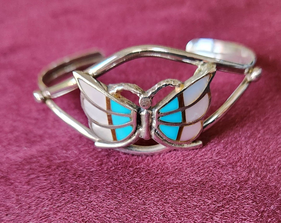 Zuni Vintage Sterling Silver Butterfly Cuff Bracelet With Etsy