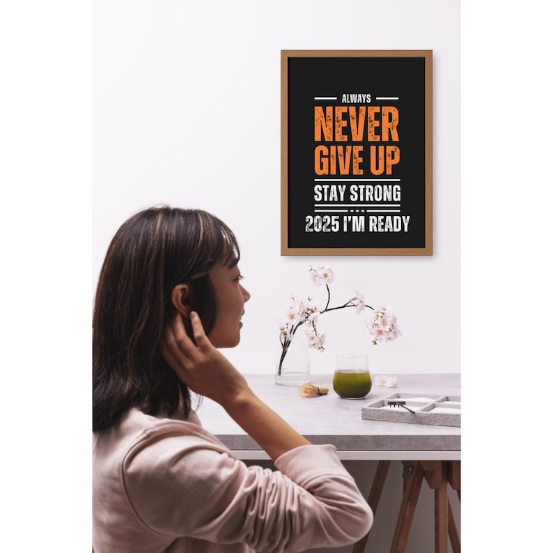 Motivational Poster - Always Never Give up - Ready for 2025 - Stay ...