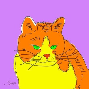 Cat Art Print Digital Art Orange Cat