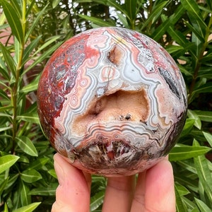 Grote Druzy Mexicaanse Crazy Agate Sphere - Gepolijst - Kwaliteit AA - Hematiet-insluitsels