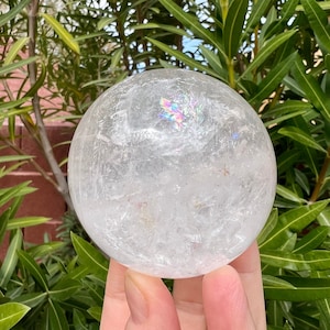 Large 3&quot; Clear Quartz Sphere - Polished - Rainbow Inclusions