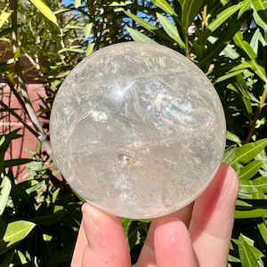 Large 3&quot; Clear Quartz Sphere - Polished - Rainbow Inclusions