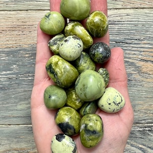 Peruvian Serpentine with Pyrite Tumbles Stones - Grade A